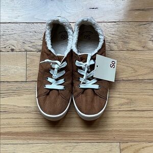 SO Women's Brown Sneakers with White Laces